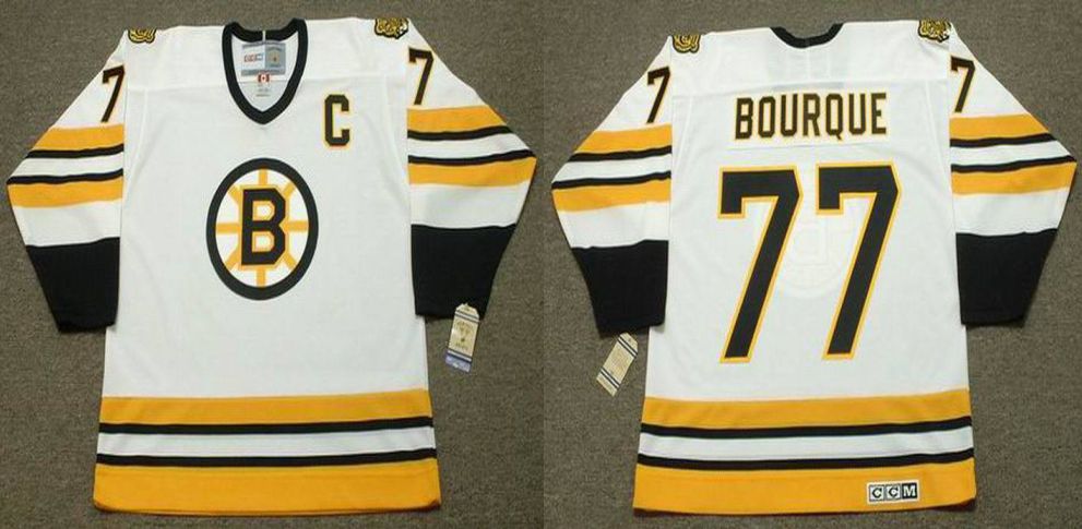 2019 Men Boston Bruins 77 Bourque White CCM NHL jerseys2
